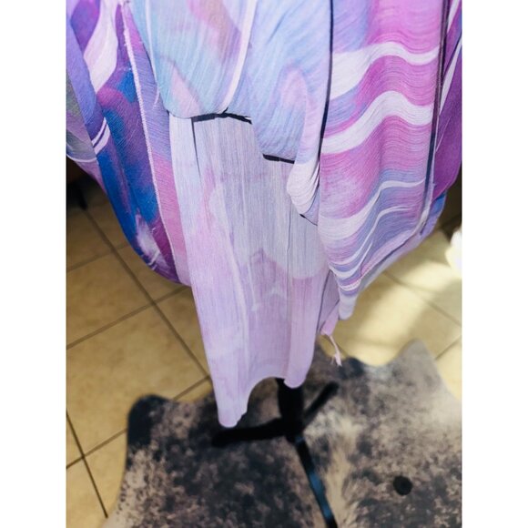 Unity World Wear Multicolor Pleated Floral Smock Dress L Flutter Sleeve L Boho - Picture 8 of 10